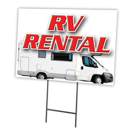 Signmission Rv Rental Yard Sign & Stake outdoor plastic coroplast window, C-1824-DS-Rv Rental C-1824-DS-Rv Rental